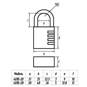 PALLADIUM Замок навесной 401В-28 (кодовый) #172428